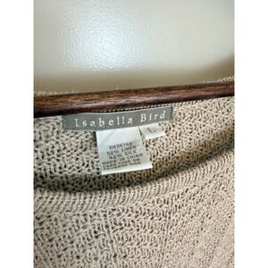 Isabella Bird Anthropologie Beige Linen Silk Crochet Sweater Size Large‎